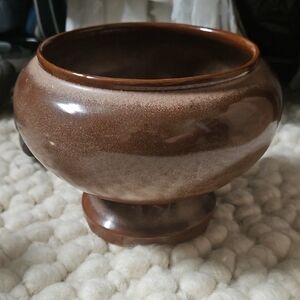 Frankoma Brown Ceramic Pedestal Bowl Art